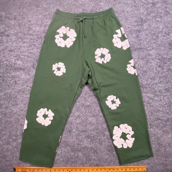 Denim Tears Green Floral Print Sweatpants Joggers Mens Size L Cutoff